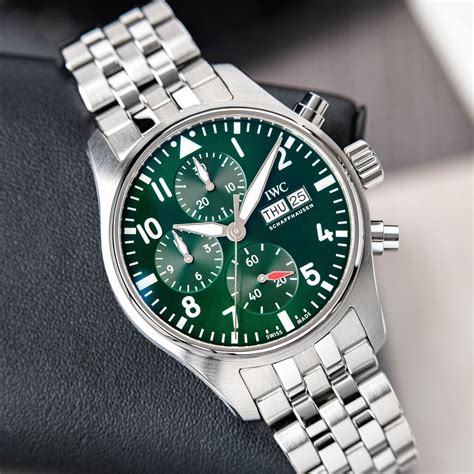 green dial iwc|iwc day date chronograph.